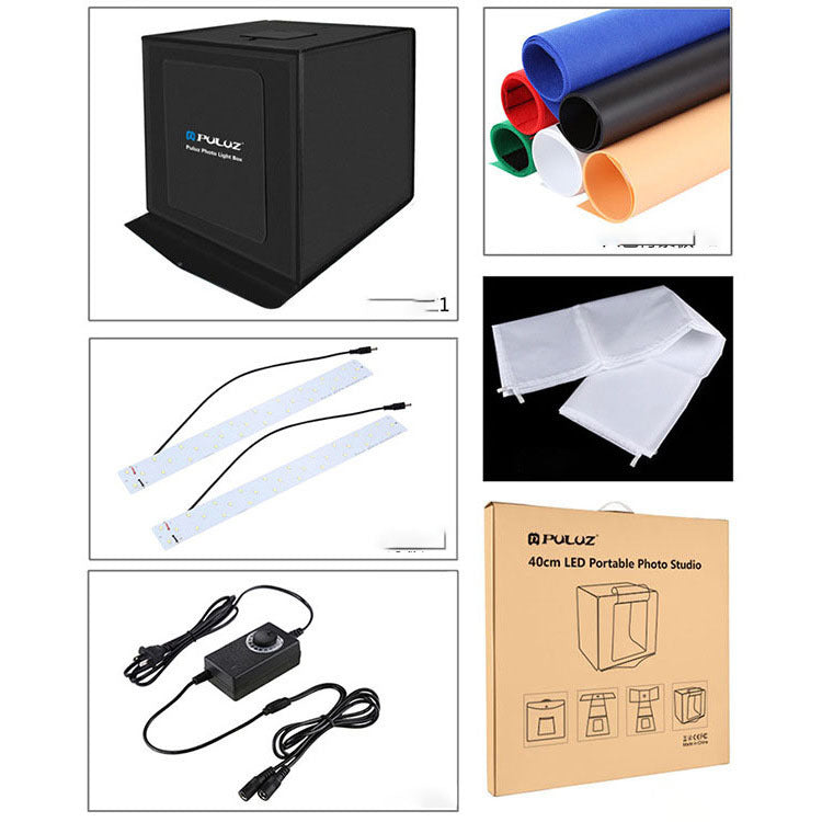 Boîte à lumière douce pliable de 40 cm pour studio photo avec éclairage LED et gradation