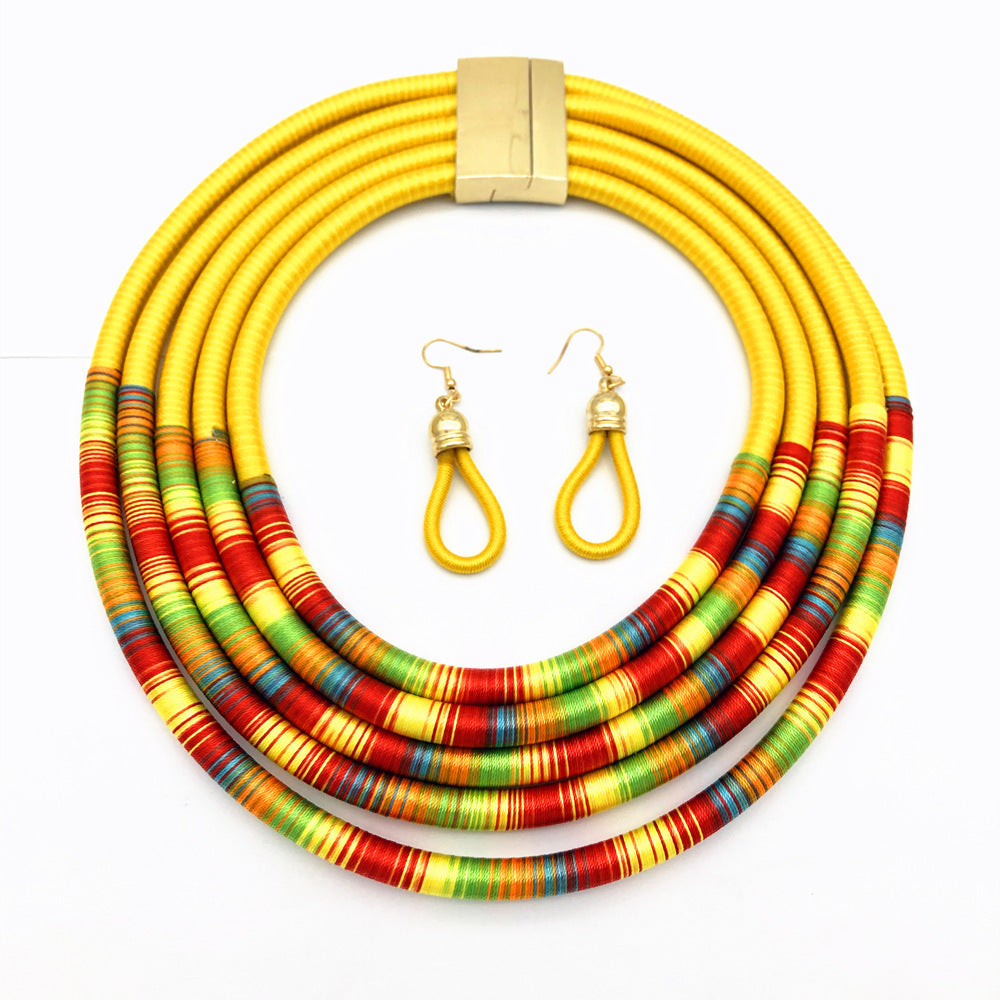 Ensembles de bijoux africains multicouches, colliers ras du cou, boucles d'oreilles