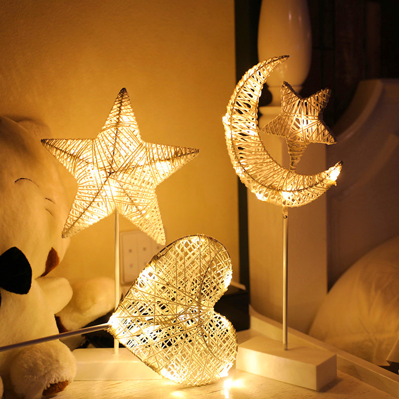 Lumières LED, lumières clignotantes, lumières étoiles, romantique, aménagement de la pièce, décoration amour, étoiles lampe, lampe de table, lampe en rotin, boule
