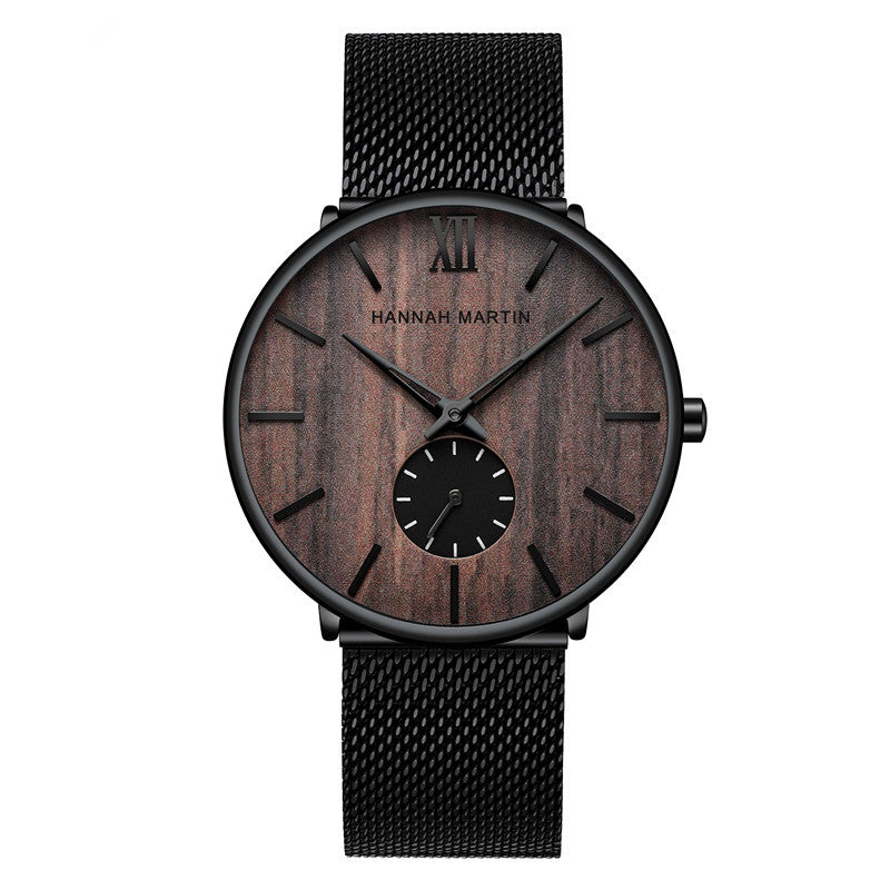Montre en bois pour homme en bambou et bois d'ébène