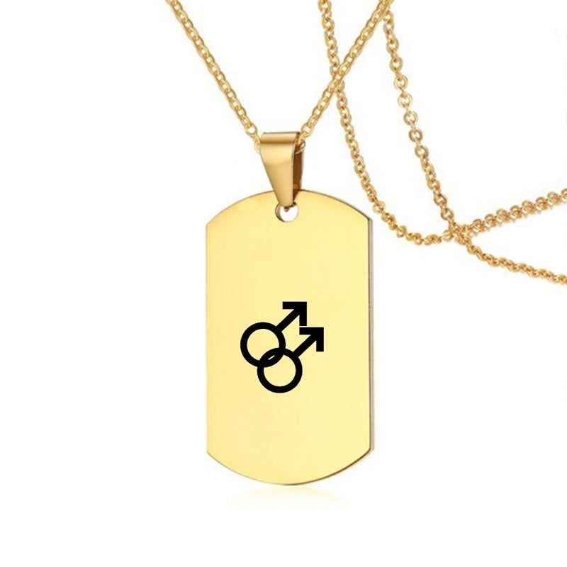 Collier en acier inoxydable avec inscription LGBT, symbole de la fierté gay, lesbienne et transgenre, pour hommes et femmes