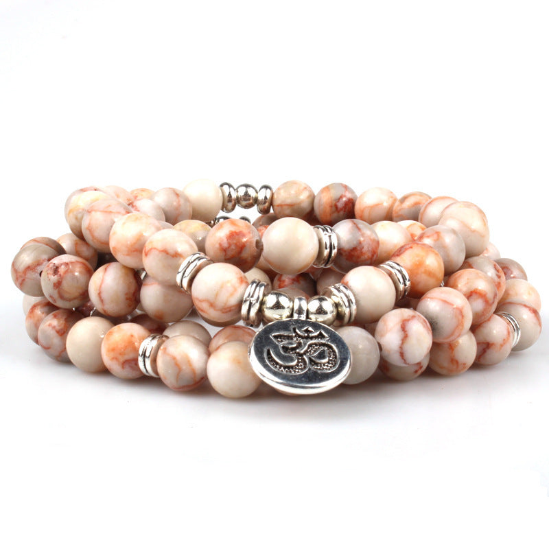 Pallisandro Classico naturel avec 108 perles à pendentif Lotus - LUXARAH