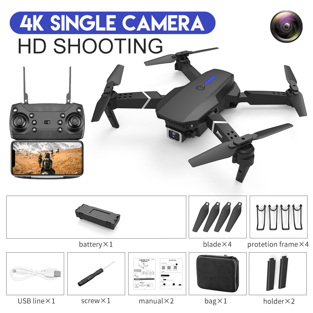 Drone E88, photographie aérienne HD 4K, double caméra, avion télécommandé, jouet