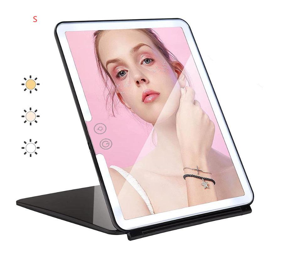 Grand miroir de maquillage portable, rechargeable et pliable. - LUXARAH