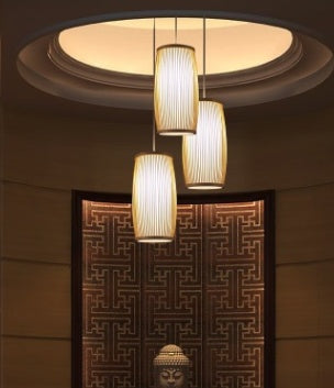 Lampe décorative d'escalier en bambou tressé d'Asie du Sud-Est - LUXARAH