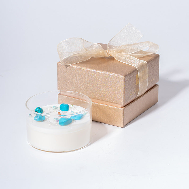 Bougie d'aromathérapie créative en cire de soja et pierre de cristal naturel