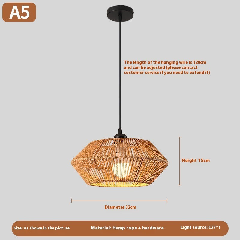 Nouveau lustre créatif en rotin tissé de style chinois - LUXARAH