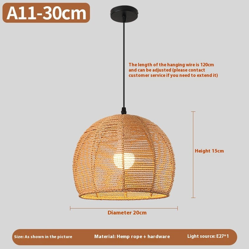 Nouveau lustre créatif en rotin tissé de style chinois - LUXARAH