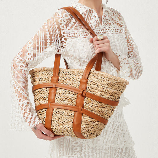 Sac à bandoulière en rotin tendance pour femme - LUXARAH
