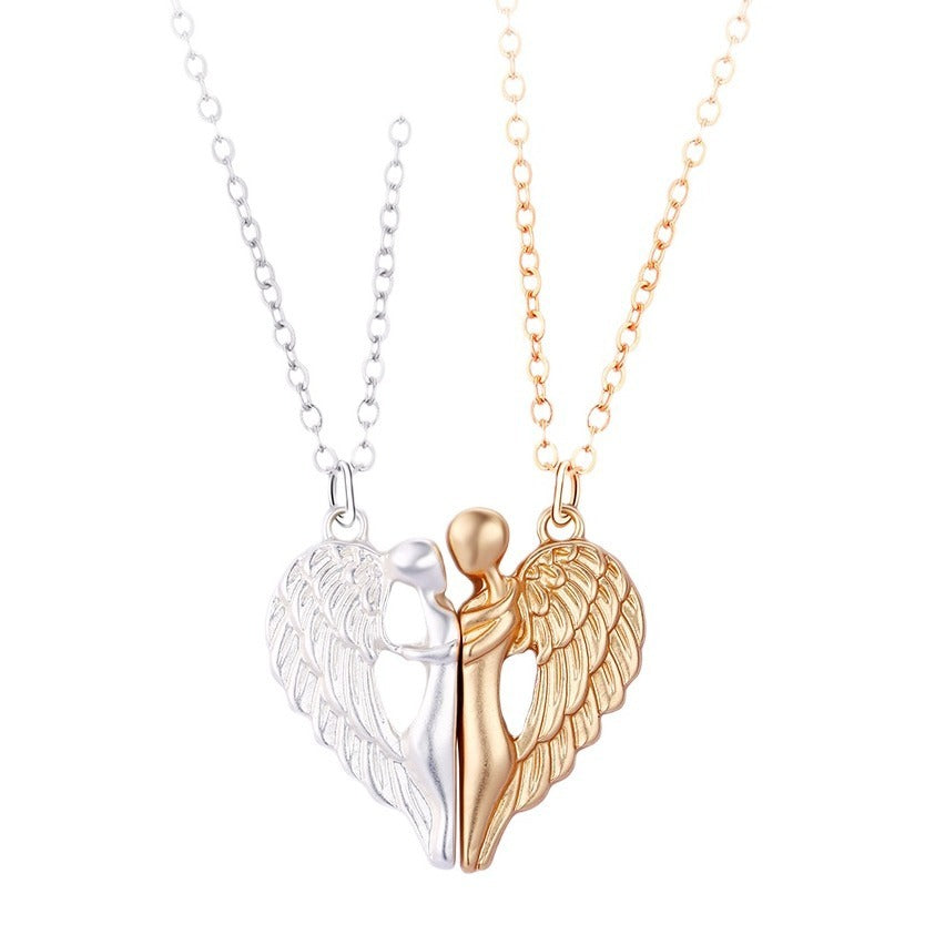 Dos nuevos collares magnéticos de alas de ángel en diferentes colores también se pueden usar como joyería para un buen amigo para conmemorar la amistad.