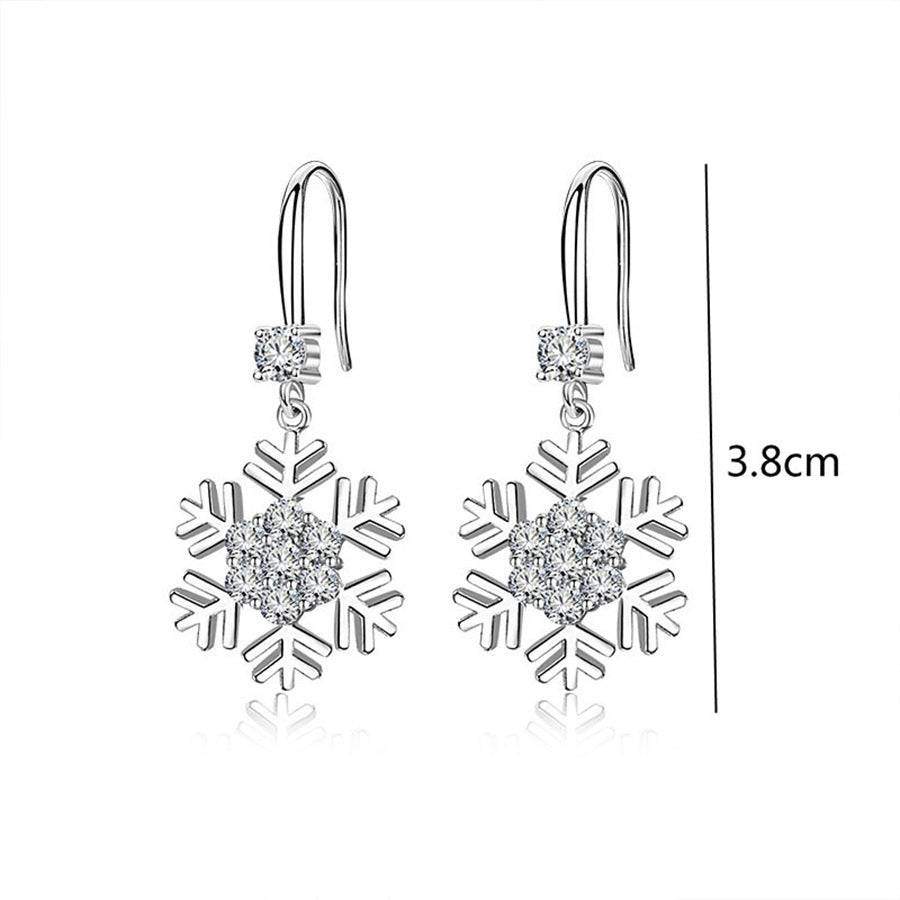 Boucles d'oreilles flocon de neige avec strass, tendance, personnalisées, pour femmes, bijoux de Noël