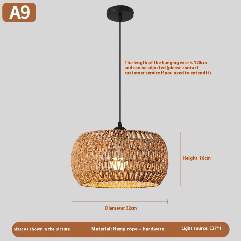 Nouveau lustre créatif en rotin tissé de style chinois - LUXARAH