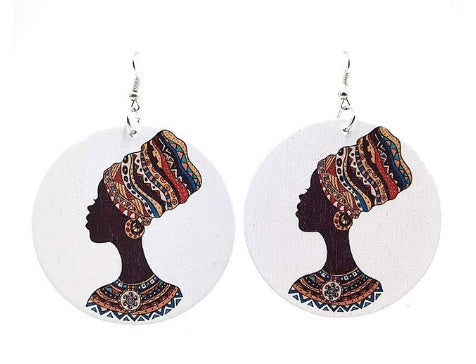 Pendientes de madera, Pendientes estampados, Africanos