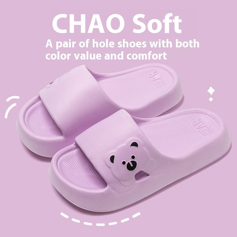 Pantoufles mignonnes en forme d'ourson, tendance pour l'été, semelle épaisse, antidérapantes, pour salle de bain, pour femmes et hommes, pour couples