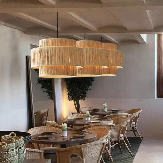 Lustre de bar de style japonais en rotin style lanterne tempête Luji vintage - LUXARAH