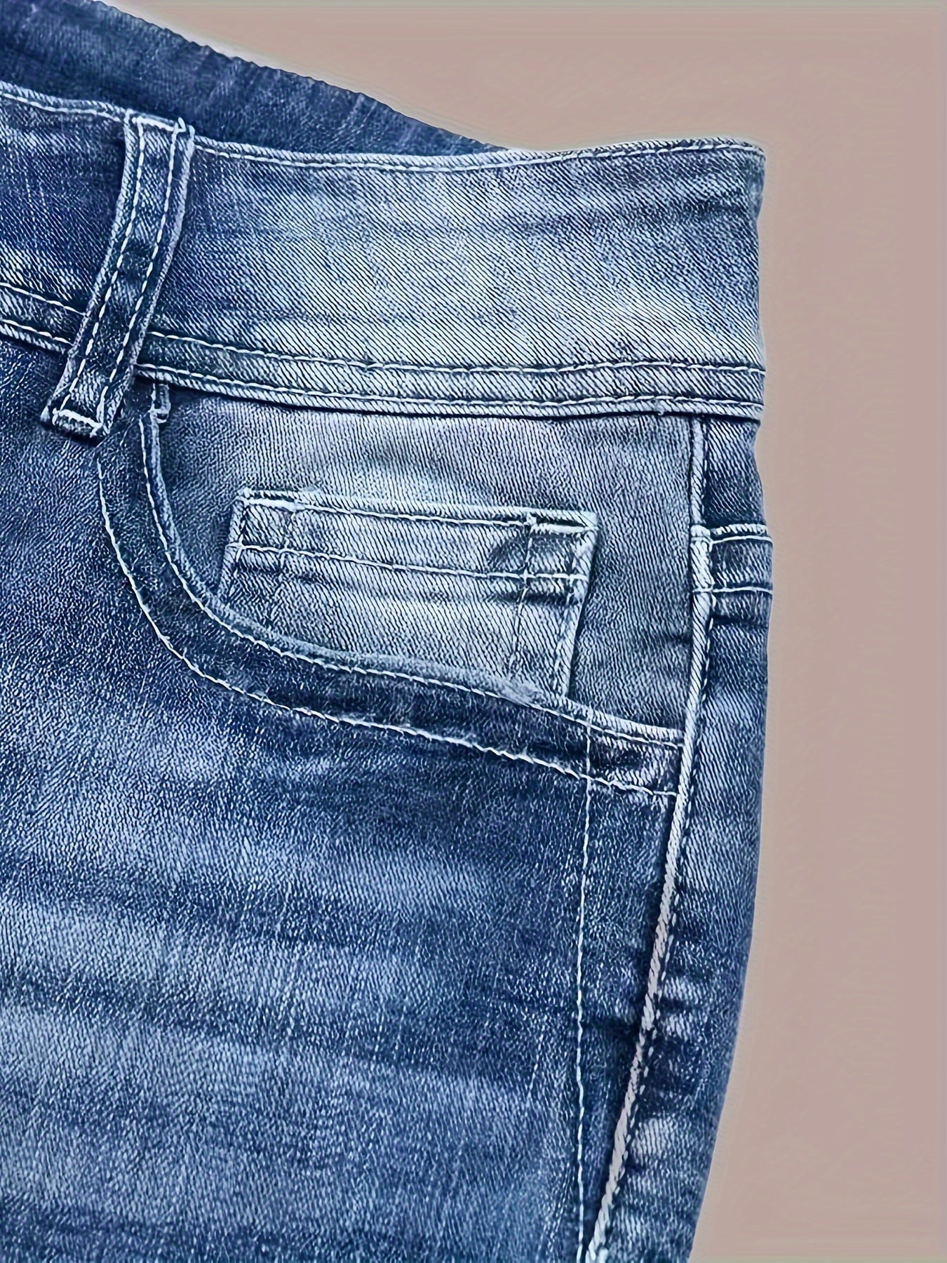 Pantalon cloche en denim extensible polyvalent et tendance pour femme, style rétro urbain, jean décontracté brodé confortable, idéal au quotidien - LUXARAH