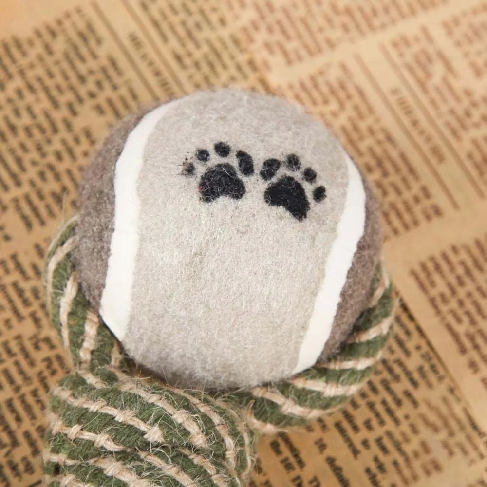 Jouet à mâcher pour animaux de compagnie, corde en coton, haltère de tennis, balle en caoutchouc, jouet interactif pour chiens de taille moyenne et grande, fournitures de jeu pour animaux - LUXARAH