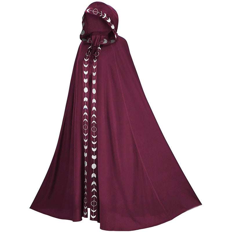 Cloak de Médiéval Fantaisie - Cape à Capuche Imprimée en 5 Couleurs pour Cosplay Halloween et Festivals