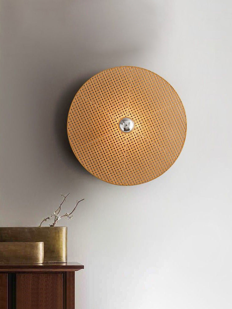 Lampe murale en rotin de style japonais, lampe de chevet simple pour chambre à coucher