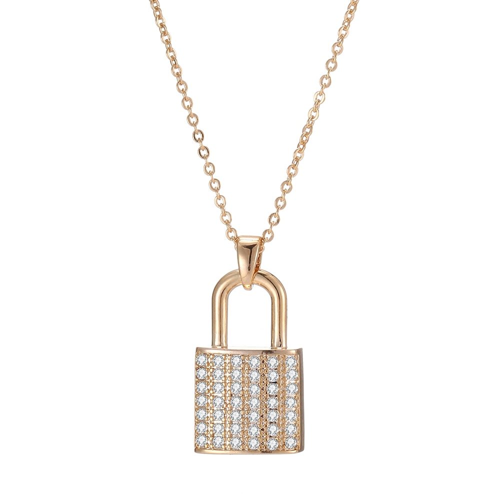 Colliers de luxe avec cadenas en zircon pour amoureux