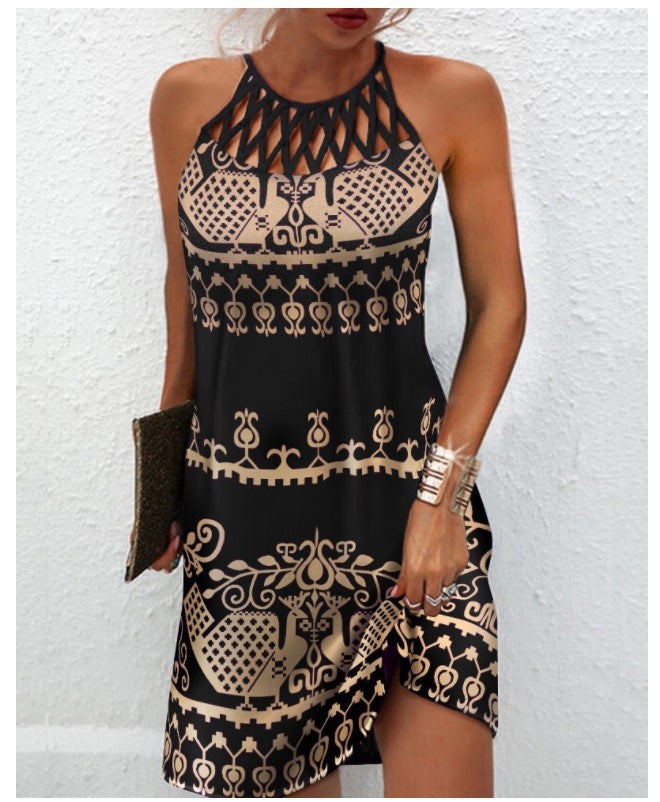 Robe imprimée tendance, décontractée, dos nu, vêtements d'été - LUXARAH
