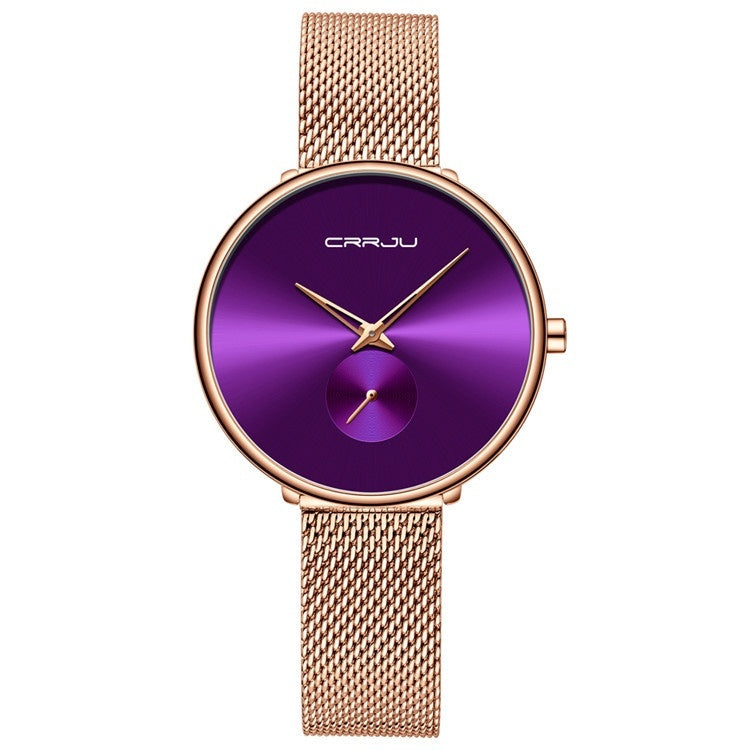 Montre simple pour femme avec bracelet en acier inoxydable et bracelet en maille - LUXARAH