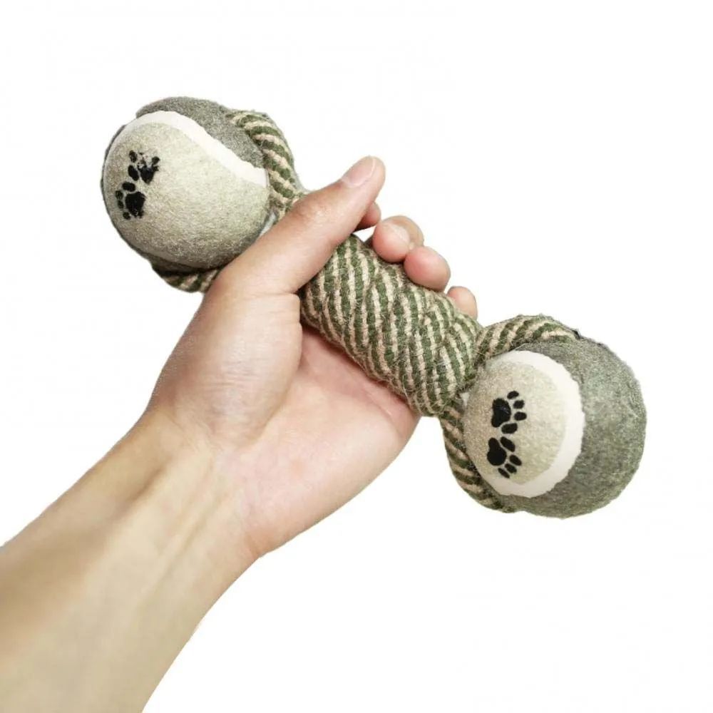 Jouet à mâcher pour animaux de compagnie, corde en coton, haltère de tennis, balle en caoutchouc, jouet interactif pour chiens de taille moyenne et grande, fournitures de jeu pour animaux - LUXARAH