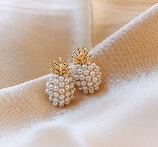 Tropical Chic Boucles d'oreilles Ananas & Étoile de Mer avec Perles Élégantes - LUXARAH