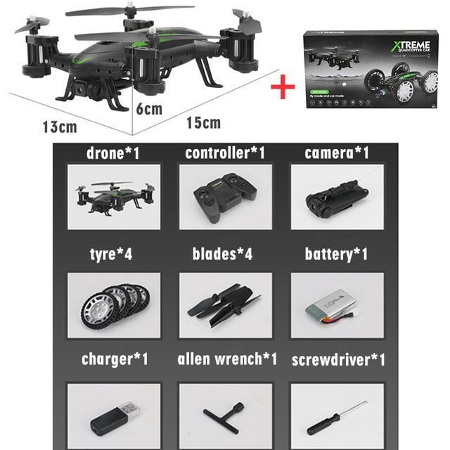 OTRC FY602 Air-Road RC Drone Car 2 en 1 Voiture volante 2.4G RC Quadcopter Drone 6 axes 4 canaux Hélicoptère avec caméra HD Haute vitesse 4WD