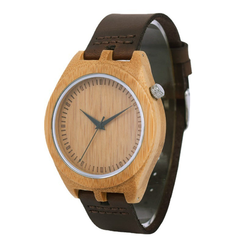 Montre à quartz importée pour homme, montre en bois de bambou