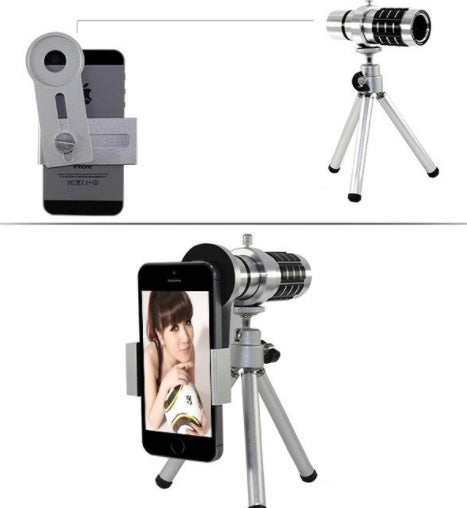 Télescope mobile 12X, objectif de caméra focale 12 fois longue avec course de trois pieds, universel, omnipotent