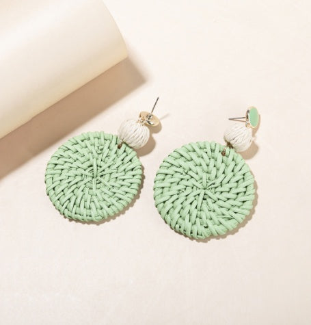 Boucles d'oreilles en rotin rouge pour femme, style vacances, printemps et été - LUXARAH