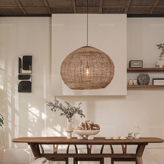 Lustre de salle à manger de style japonais en rotin - LUXARAH