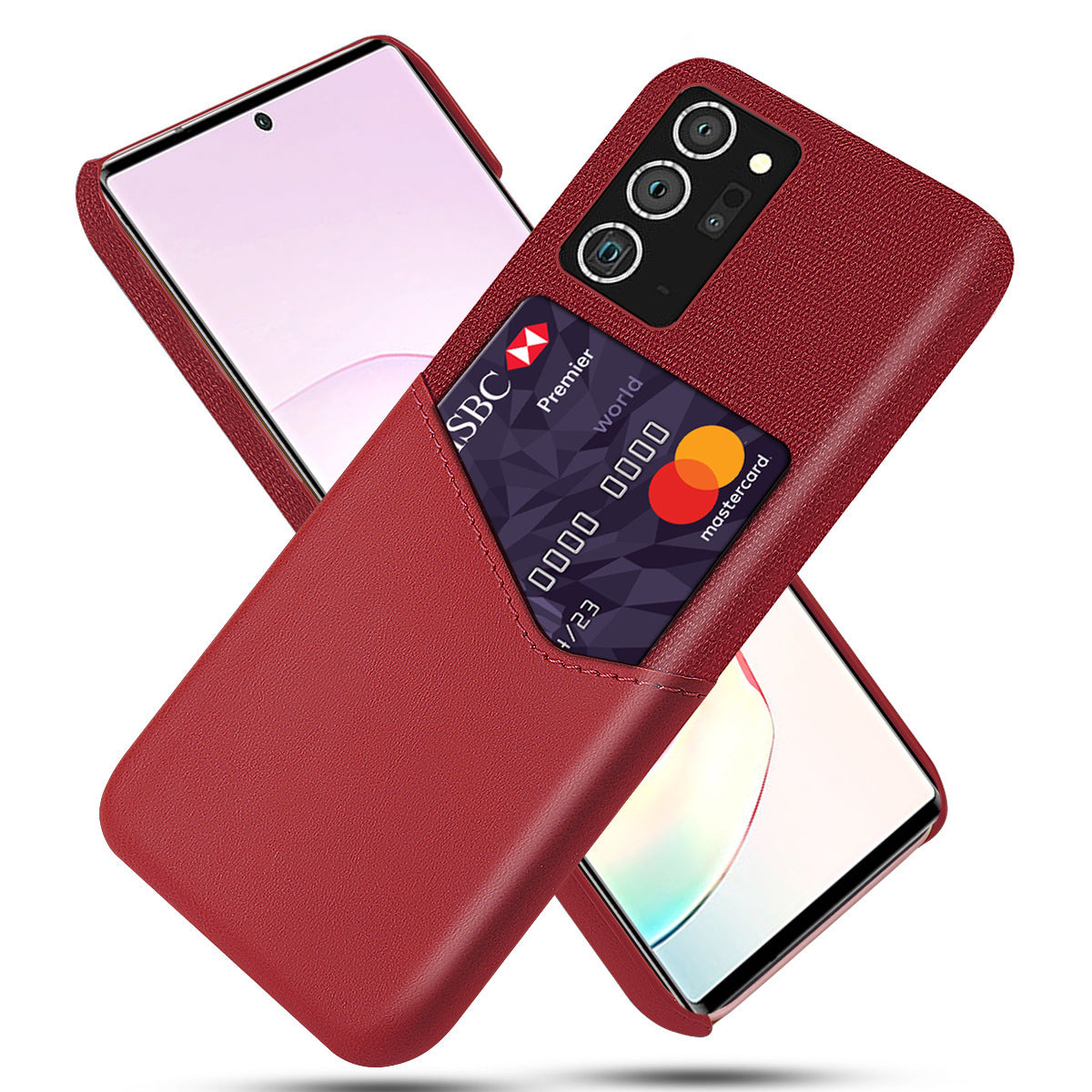 Housse de protection en cuir pour téléphone portable, motif tissu, pour une seule carte