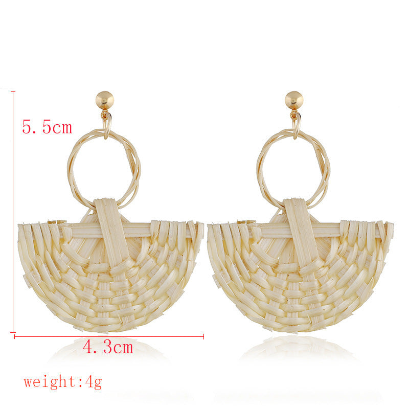 Boucles d'oreilles tressées en rotin et résine multicouches - LUXARAH