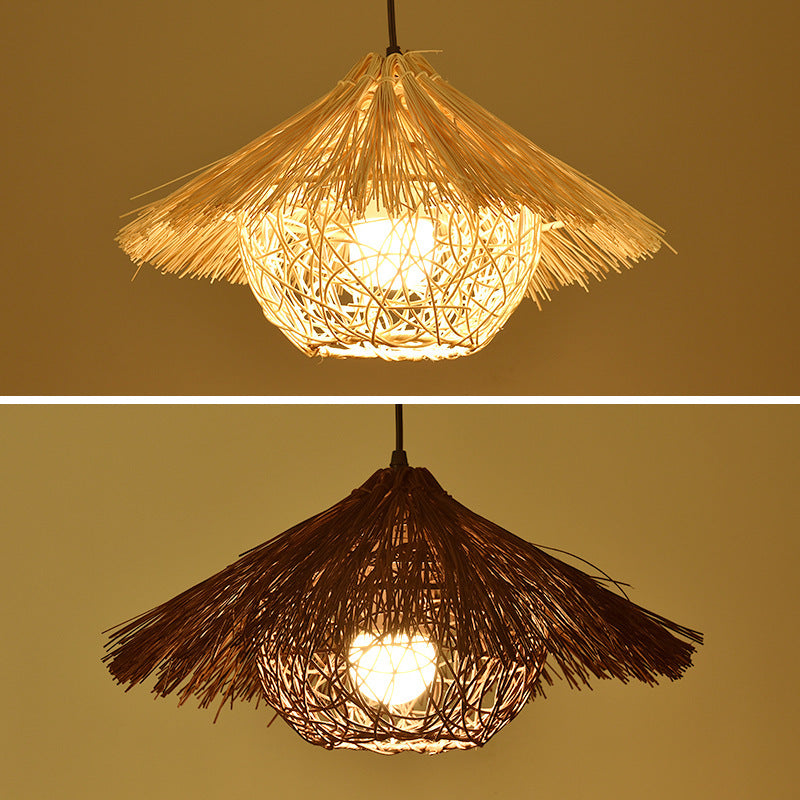 Lustre en chapeau de paille en rotin d'Asie du Sud-Est créatif - LUXARAH