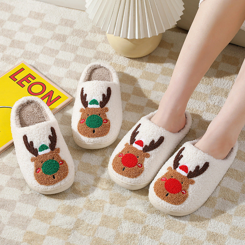 Chaussures de Noël, pantoufles d'hiver pour la maison, pantoufles de chambre douces et confortables, chaussures de maison à enfiler - LUXARAH