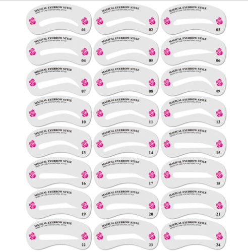 Kit de pochoirs pour sourcils, 24 pochoirs pour modeler les sourcils, outil de définition des sourcils longue tenue, kit réutilisable pour un maquillage parfait - LUXARAH