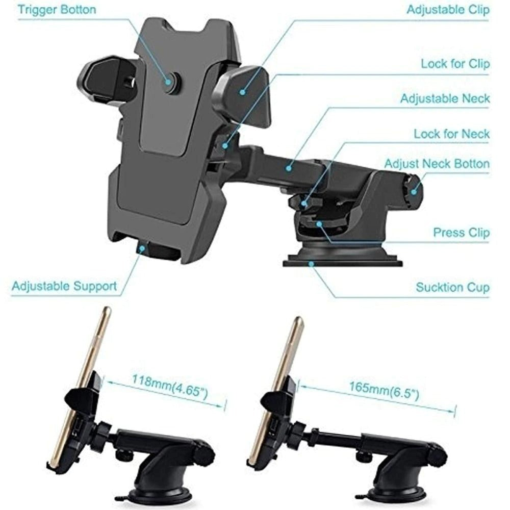 Support de téléphone universel pour pare-brise de voiture, support réglable à ventouse pour téléphone portable