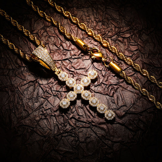 Pendentif rétro en forme de croix de Jésus-Christ, orné de zircons, pour hommes et femmes. - LUXARAH