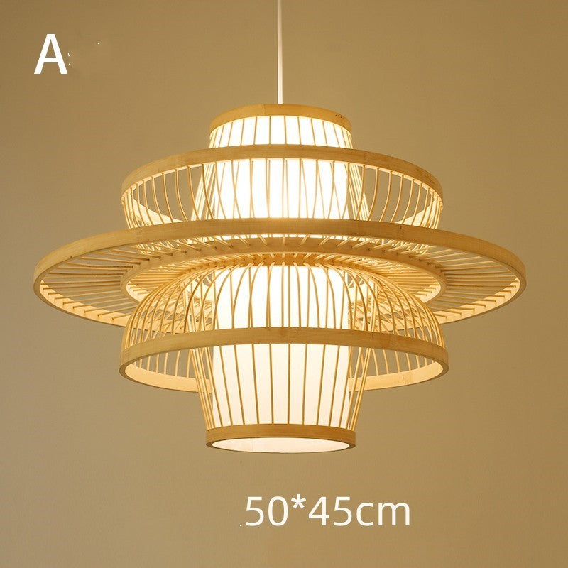Lustre en bambou pour restaurant chinois, hôtel, famille d'accueil, chambre à coucher, balcon, lanterne, lampe à riz - LUXARAH
