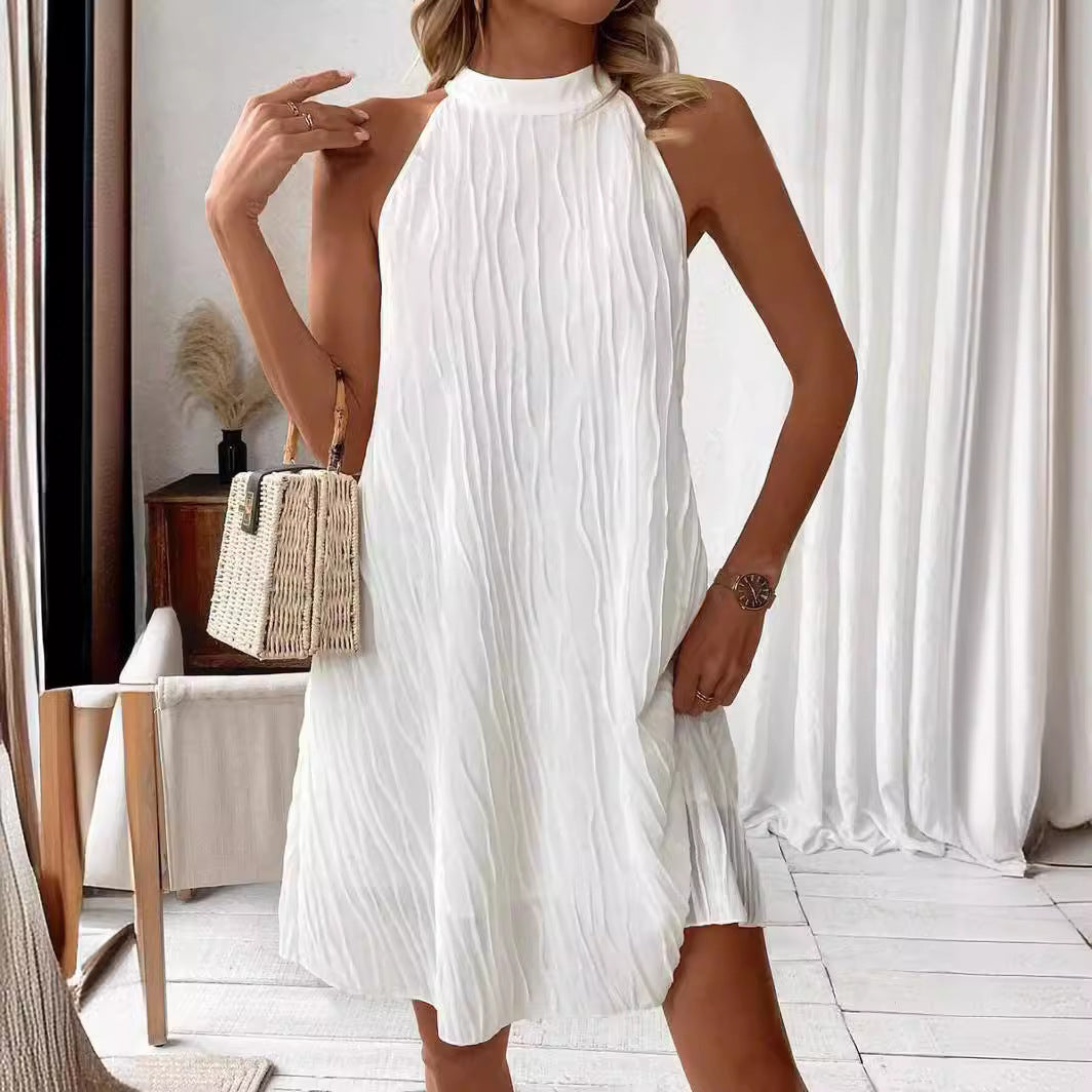 Robes tendance, couleur pure, dos nu, col licou - LUXARAH