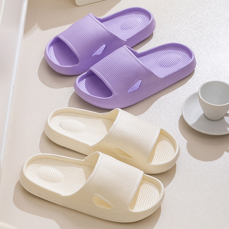 Pantoufles d'été antidérapantes à semelle épaisse et couleur unie pour la maison, la salle de bain, pour femmes et hommes