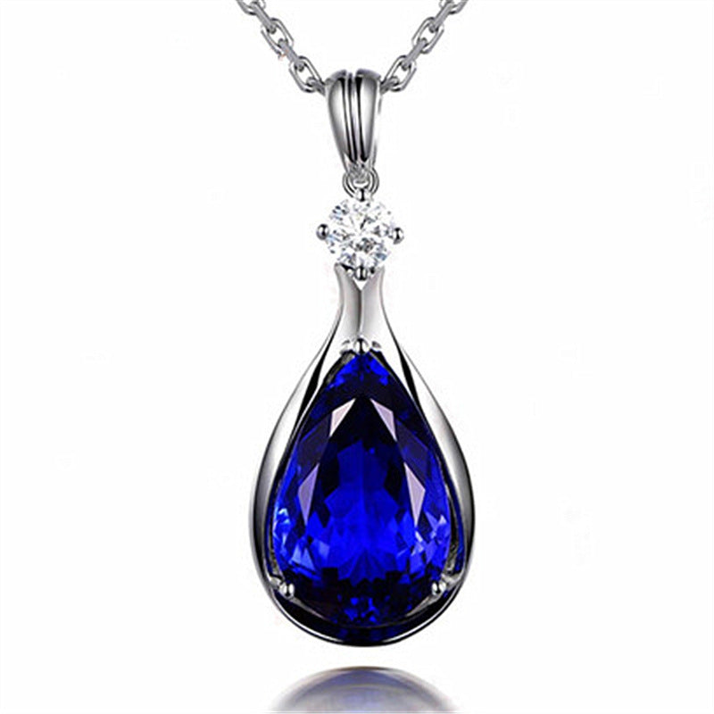 Collar con colgante de ojo de ángel de cristal de tanzanita y zafiro azul para mujer, joyería de fiesta, regalos de moda.