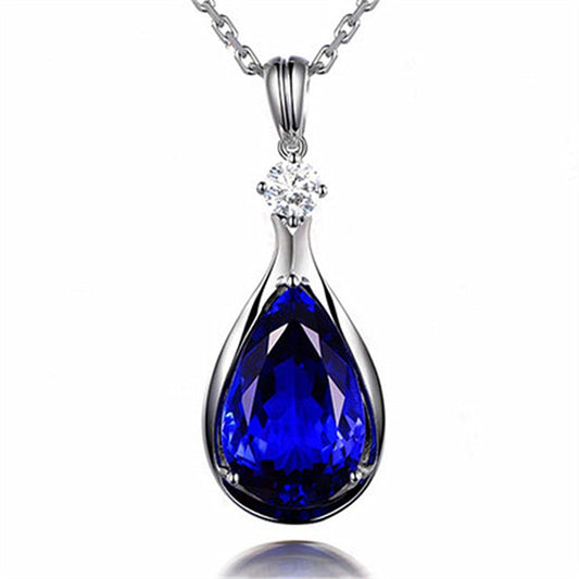 Colliers avec pendentif en cristal bleu saphir tanzanite et yeux d'ange pour femmes, bijoux de fête, cadeaux tendance - LUXARAH