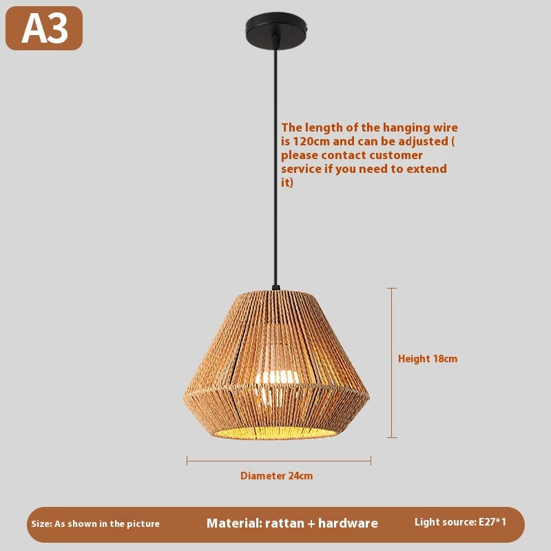 Nouveau lustre créatif en rotin tissé de style chinois - LUXARAH