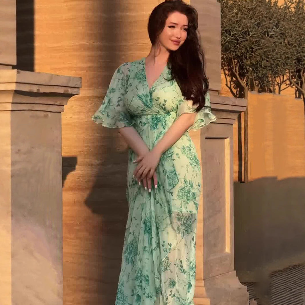Robe fleurie à manches courtes, douce, fraîche et sexy - LUXARAH