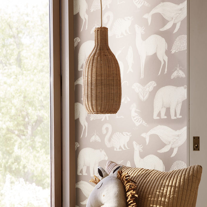 Lustre nordique en rotin de style pastoral pour salon - LUXARAH