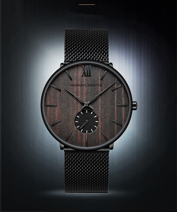 Montre en bois pour homme en bambou et bois d'ébène