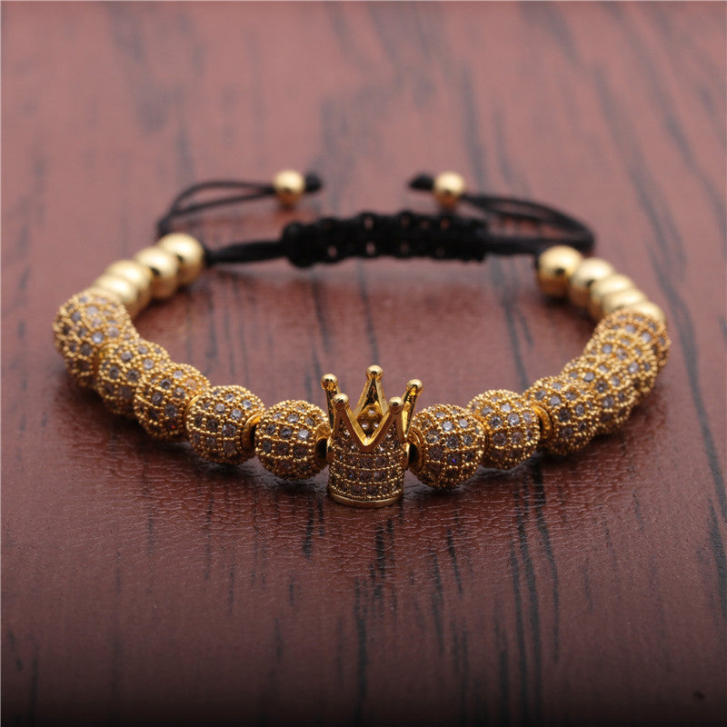 Bracelet ajustable tissé avec micro-incrustations de zircons et strass - LUXARAH